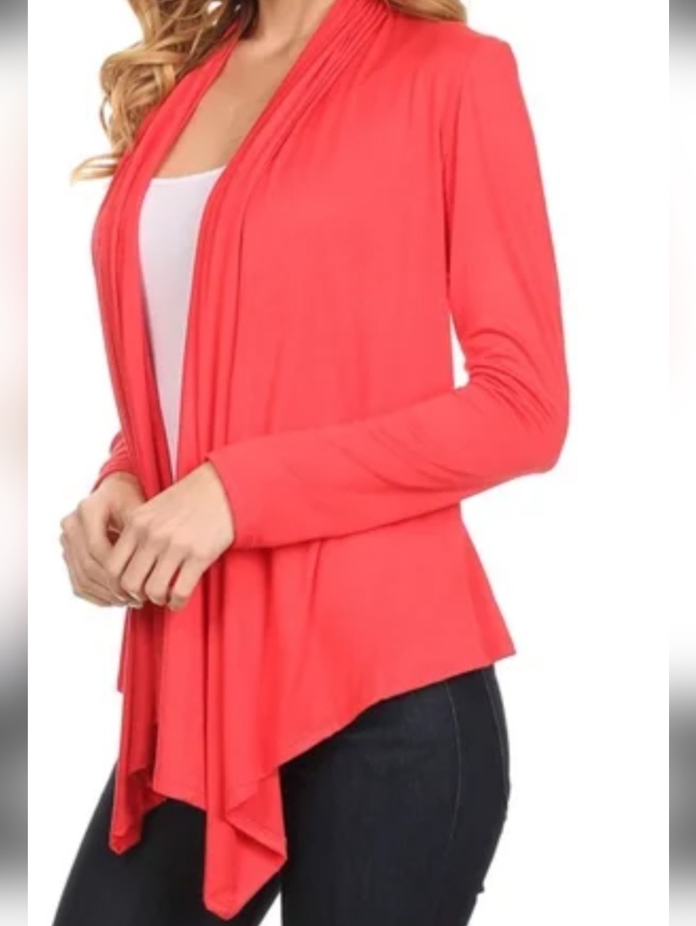 Liz Claiborne Coral Open-Front Draped Cardigan